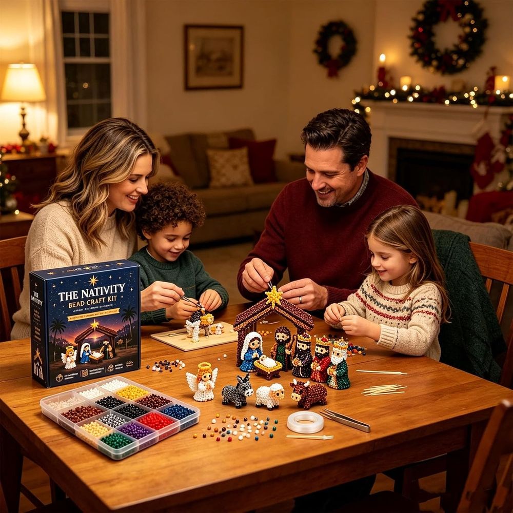 the Nativity Bead Craft Kit,Fun Christmas Nativity 3D Bead Craft Kit,Diy Bead Religious Scene Set,Handmade Christmas Decorations Family Craft Gift Family Craft Gift 3D Beaded Kit
