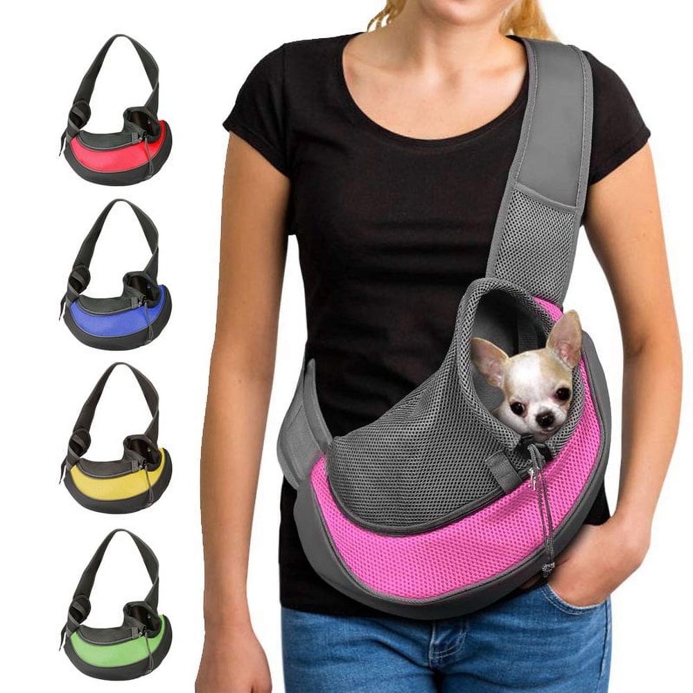 Pet Dog Sling Carrier Breathable Mesh Portable Travel Safe Shoulder Bag with Adjustable Non-Slip Strap for Small Dogs Cats Puppy