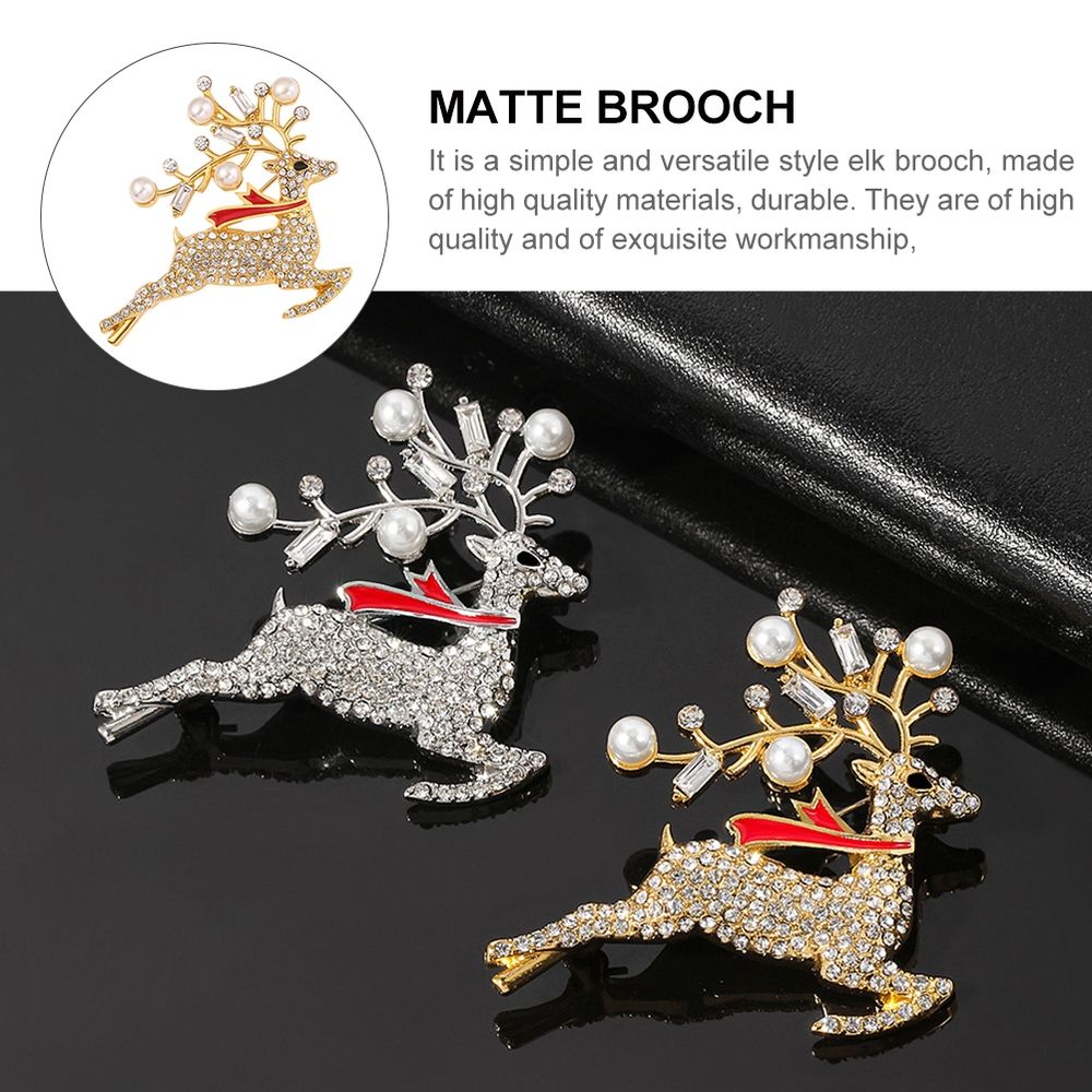 Vintage Christmas Deer Brooch Pin, Stylish Holiday Party Accessory for Men, Festive Seasonal Jewelry