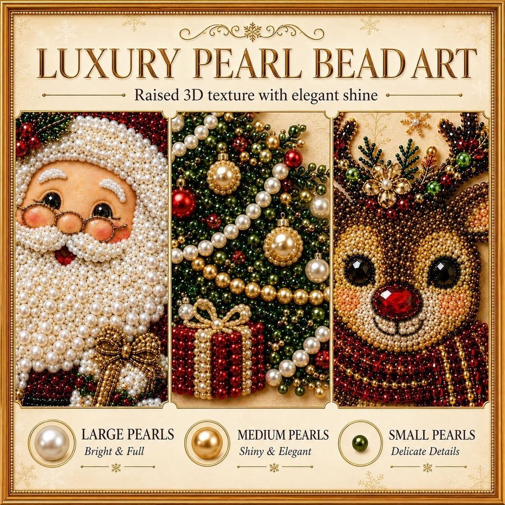 Christmas Pearl Art Kits for Adults, New Christmas Diamond Art, Home Wall Decor Art Craft Kit, Gemstone Diamond Dots Beads for Home Decor Wall Art, Party Gift
