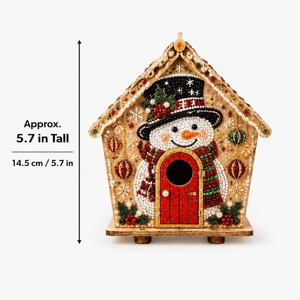 Christmas Pearl Bead Art Kit 3D House Ornament Craft Set For Christmas Tree Tabletop Mantel Shelf And Indoor Winter Holiday Decoration White