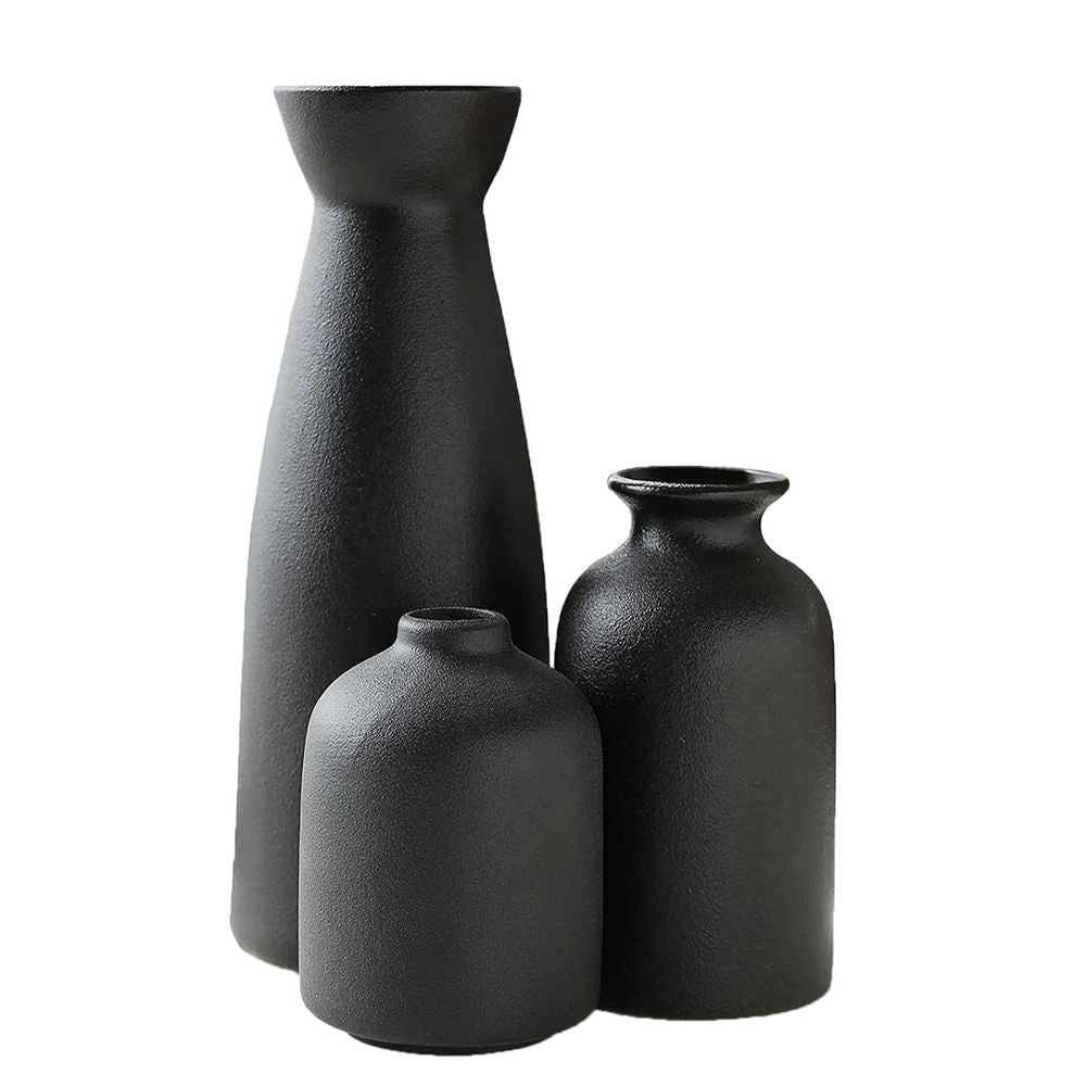 Flower Vase Promotion Sale! Ceramic Vase Set Decoration Household Living Room Flower Arrangement Modern Flower Apparatus Three Piece Set White Vase Decoration, Home Decor Sale Black