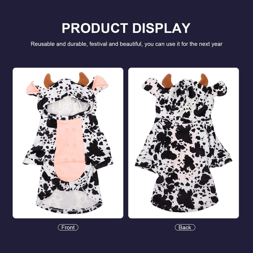 Cow Costume Pet Clothing for Dogs, White Decorative Outfit, Comfortable, , Cute Dress-Up