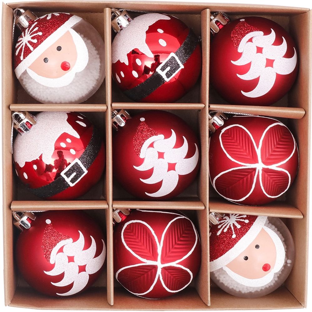 Christmas Gifts 9Pc Christmas Ball Ornament Christmas Tree - Shatterproof Christmas Tree Ornament Hanging Balls for Festive Wedding Party Decorations (Red, 2.36in-6cm)