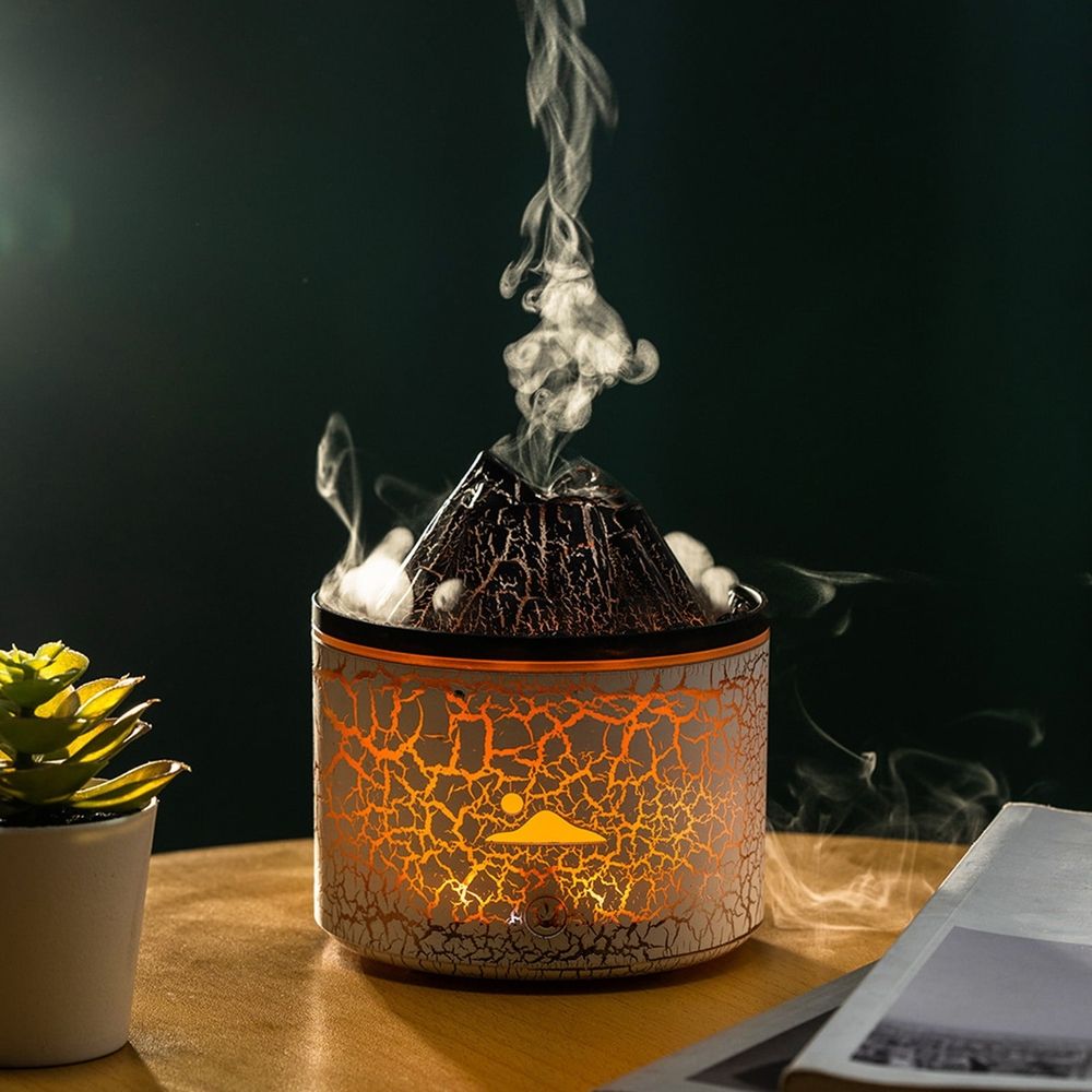 Humidifiers for Bedroom Kid Aromatherapy Essential Oil Diffuser, 180ML Cool Mist Diffuser/Humidifier with Flame & Volcano 2 Mist Mode, for Bedroom,Office, Timer & Auto Shut-Off, Gift