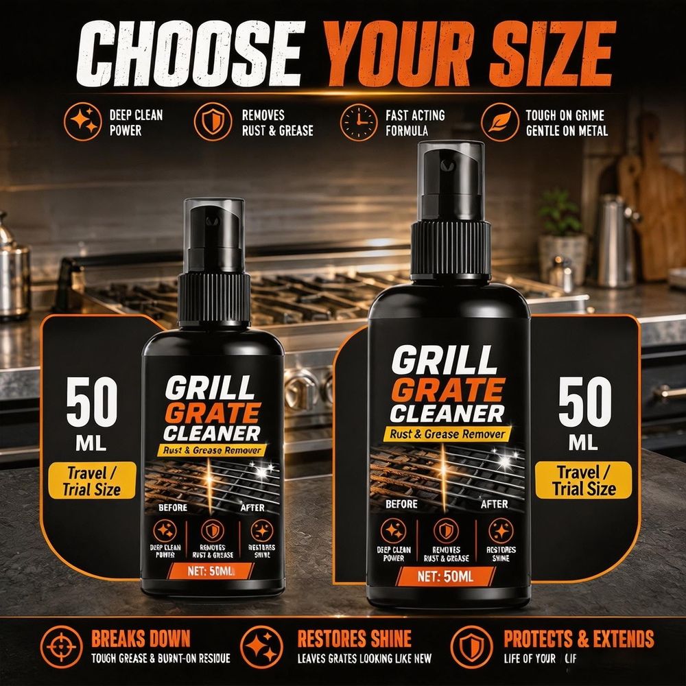 Portable BBQ Grill Cleaner Spray, 50ml Rust and Grease Remover, Heavy Duty Descaling Solution for Metal Grates and Stoves
