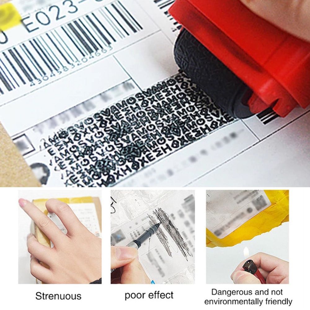 Identity Theft Protection Roller Stamps Wide Kit - Confidential Roller Stamp, Anti Theft, Privacy & Security Stamp, Designed for ID Blackout Security