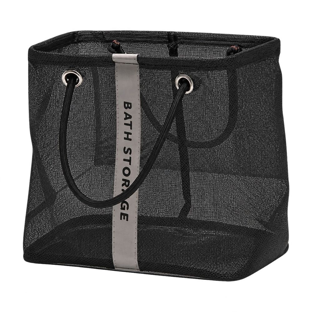 Foldable Mesh Shower Caddy Portable Bathroom Organizer Toiletry Bag For Shampoo,And Cosmetics Bathroom Accessories,26*16*25cm,Black