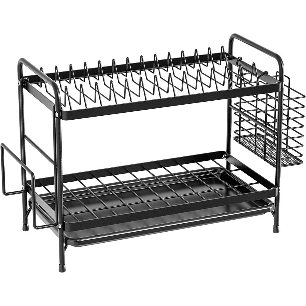 Dish Drying Rack Household Double Layer Multifunctional Drain Rack Kitchen Countertop Storage Rack Dishes and Cutlery Storage Rack for Various Kitchenware