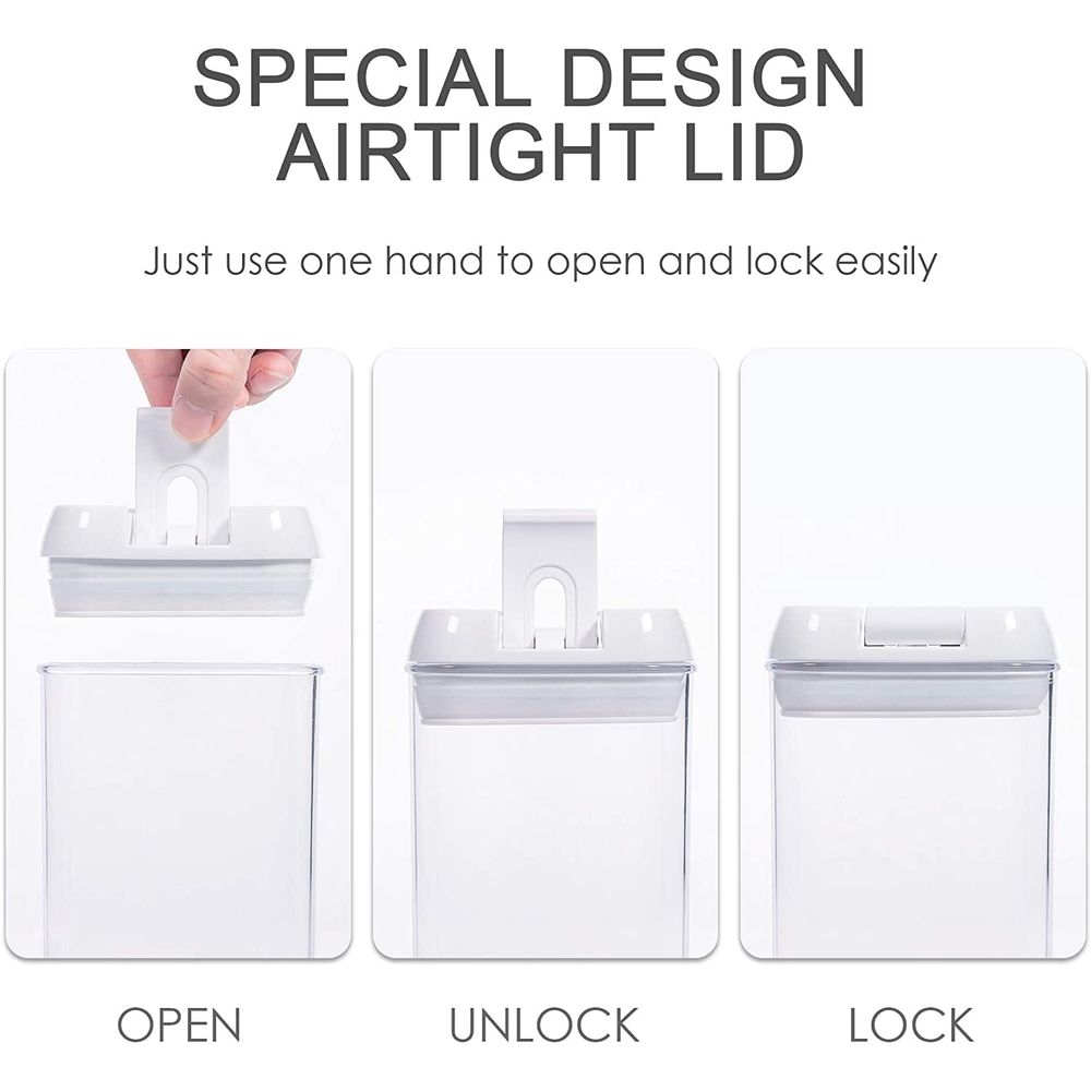 Airtight Food Storage Containers, 7 Pieces BPA Free Plastic Cereal Containers with Easy Lock Lids, for Kitchen Pantry Organization and Storage, Include 24 Labels, White