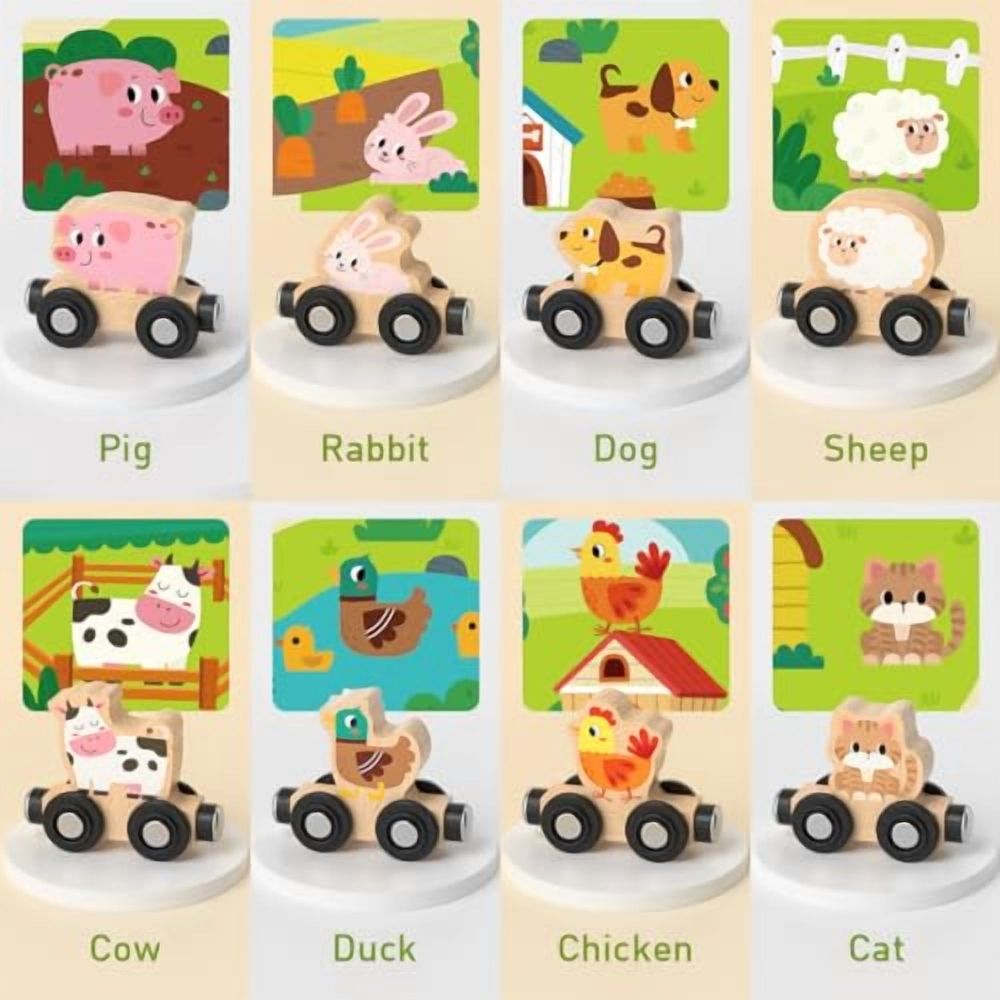 Montessori Toys for Toddlers,11PCS Wooden Train Set,Toddler Toys for Preschool Learning Activities for Kids,Birthday Gift for Boys and Girls