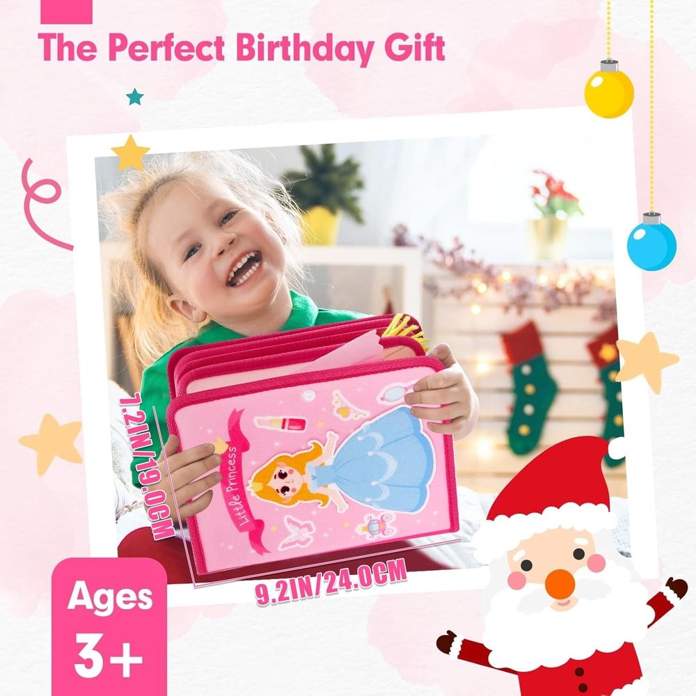 Busy Board Princess Toy for Toddlers 1-3,Montessori Toys for 1 2 3 4 Year Old Girls,Preschool Learning Toy for Kids Girls 2-4