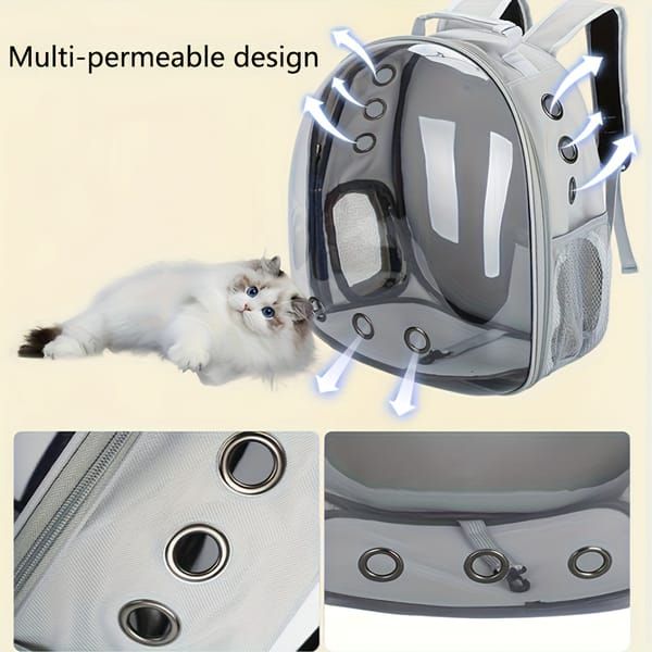 Panoramic Ventilated Side-Opening Pet Backpack | Dual Opening Design, Breathable Travel Carrier for Cats & Small Dogs(Blue)