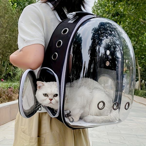 Panoramic Ventilated Side-Opening Pet Backpack | Dual Opening Design, Breathable Travel Carrier for Cats & Small Dogs(black)
