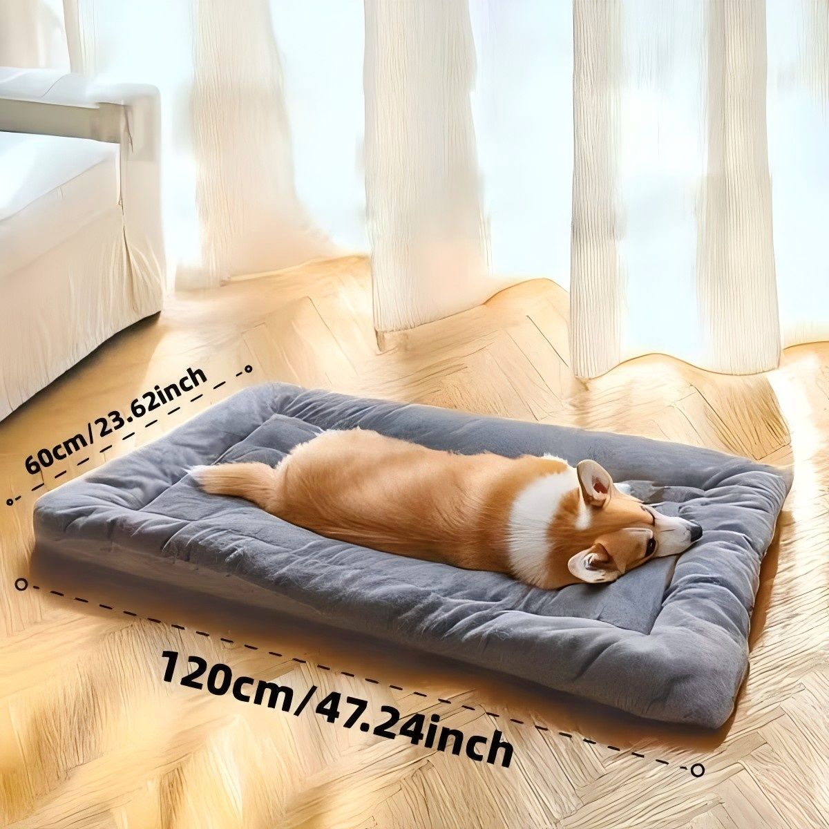 Washable Pet Bed, Thick Warm Padding, Arthritis Relief, Golden Retriever(grey)