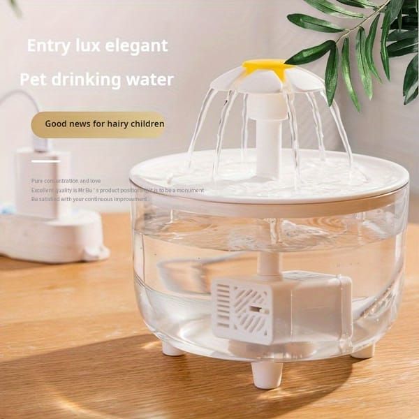 Smart Pet Fountain, Circulating Fresh Water with Visible Water Tank, Silent Dual Filtration, Water Dispenser for Cats & Small Pets