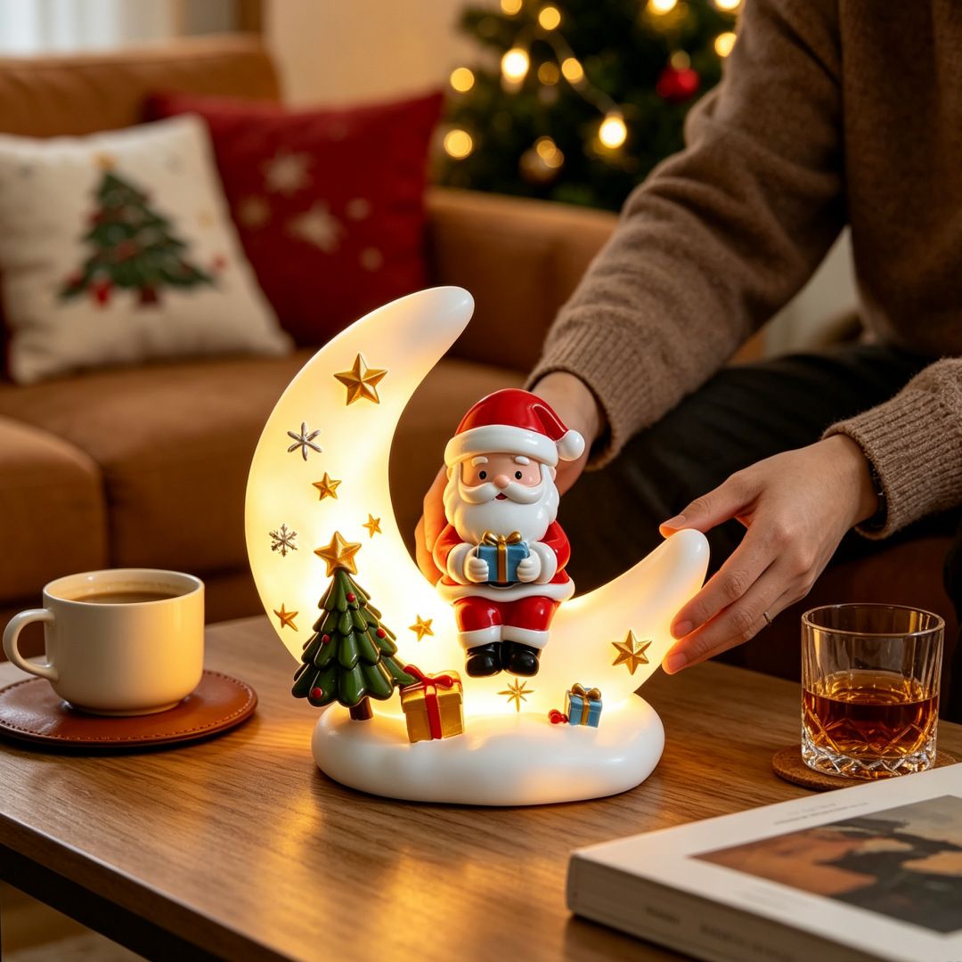 Atmosphere vibes maxed out! Crescent Moon Christmas Night Light, the top holiday gift choice. 🎄✨(fawn)