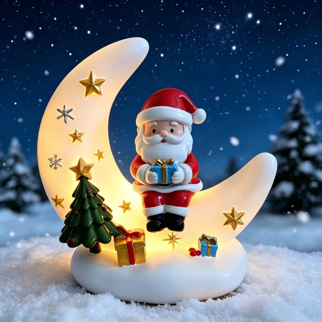 Atmosphere vibes maxed out! Crescent Moon Christmas Night Light, the top holiday gift choice. 🎄✨(fawn)