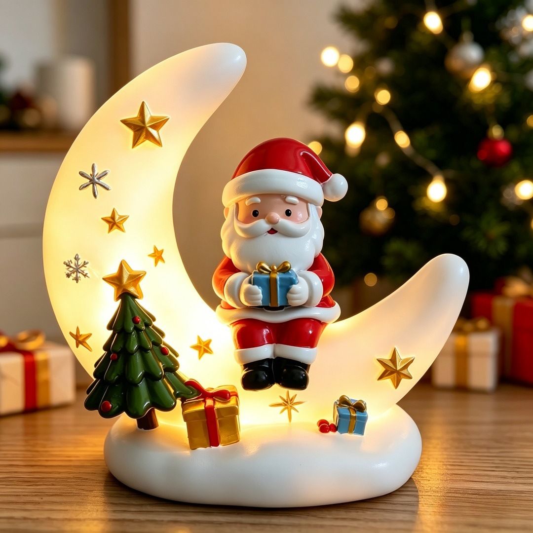 Atmosphere vibes maxed out! Crescent Moon Christmas Night Light, the top holiday gift choice. 🎄✨(Snowman)