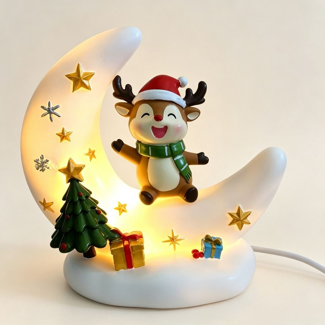 Atmosphere vibes maxed out! Crescent Moon Christmas Night Light, the top holiday gift choice. 🎄✨(Snowman)