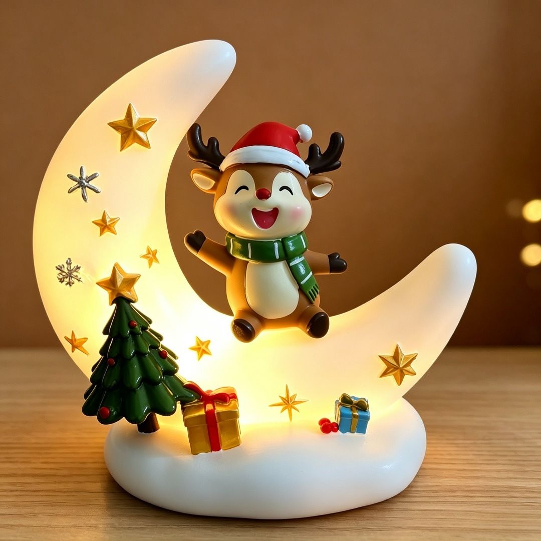 Atmosphere vibes maxed out! Crescent Moon Christmas Night Light, the top holiday gift choice. 🎄✨(Snowman)