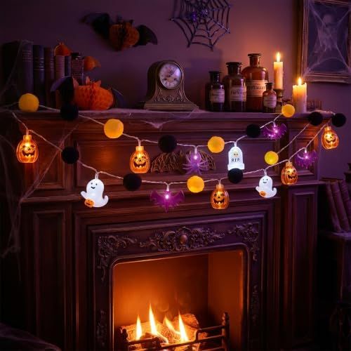 Halloween String Lights for Indoor & Outdoor Party Decorations, Spooky Holiday Ambiance (orange)