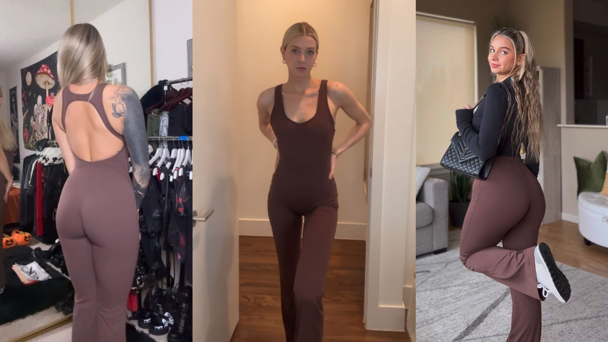 Sleeveless Open Back Flared Jumpsuit for Workout, Yoga, Casual Everyday & Occasions, L (dark brown)