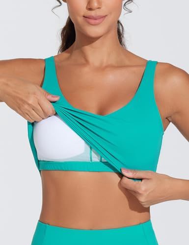 Longline Sports Bra For Yoga, Running, Fitness & Low-Impact Daily Activities, L (Teal)
