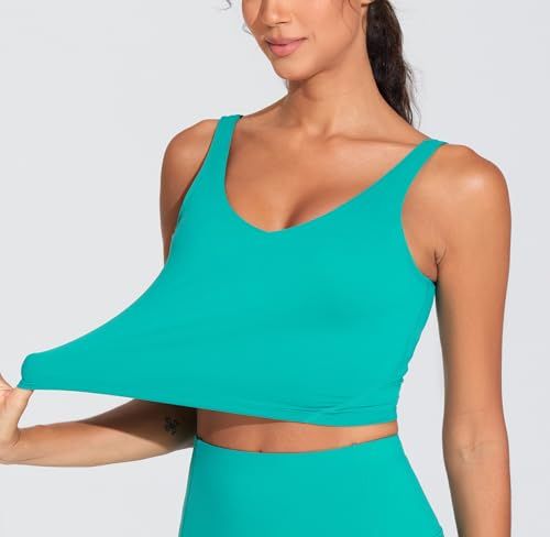 Longline Sports Bra For Yoga, Running, Fitness & Low-Impact Daily Activities, L (Teal)