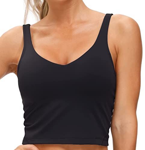 Low-Impact Active Crop Tank for Yoga, Gym, Workout, and Daily Fitness Activities, S (Black)