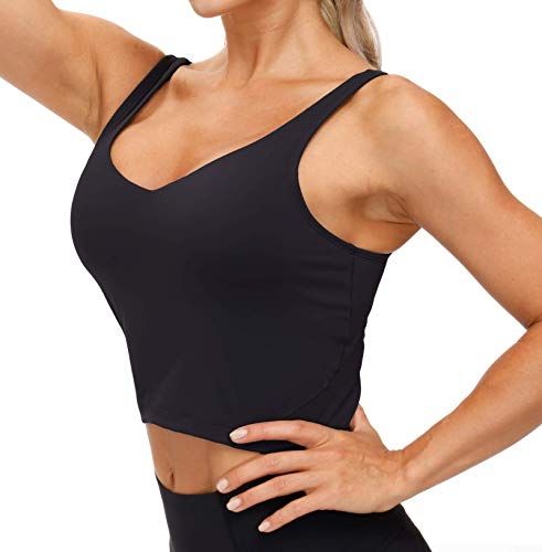 Low-Impact Active Crop Tank for Yoga, Gym, Workout, and Daily Fitness Activities, M (Black)