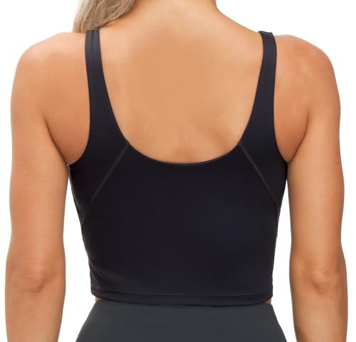 Low-Impact Active Crop Tank for Yoga, Gym, Workout, and Daily Fitness Activities, XXL (Black)