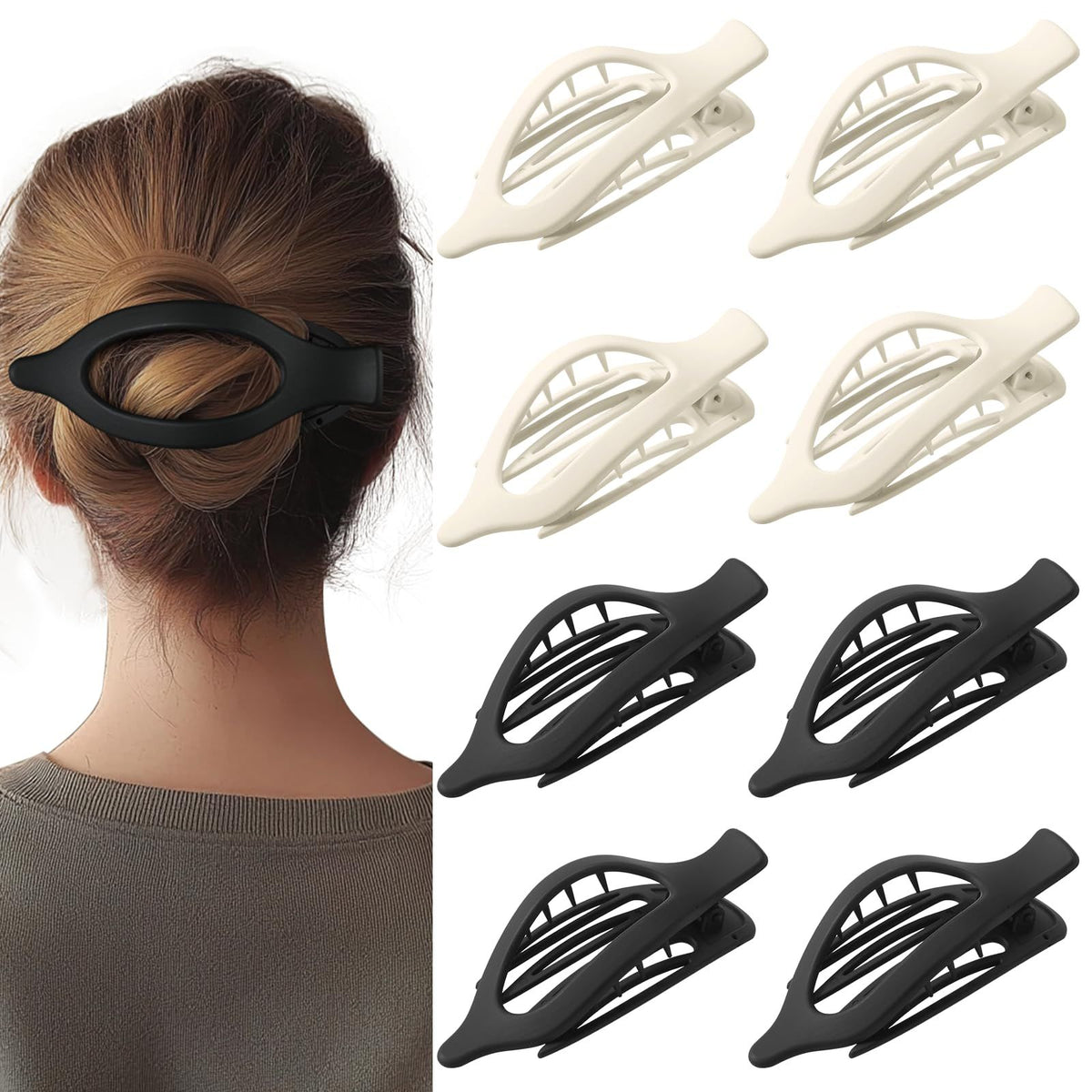 Versatile Non-slip Hair Clips for Daily Styling, Work, School, Sports, and Casual Activities (black and white)