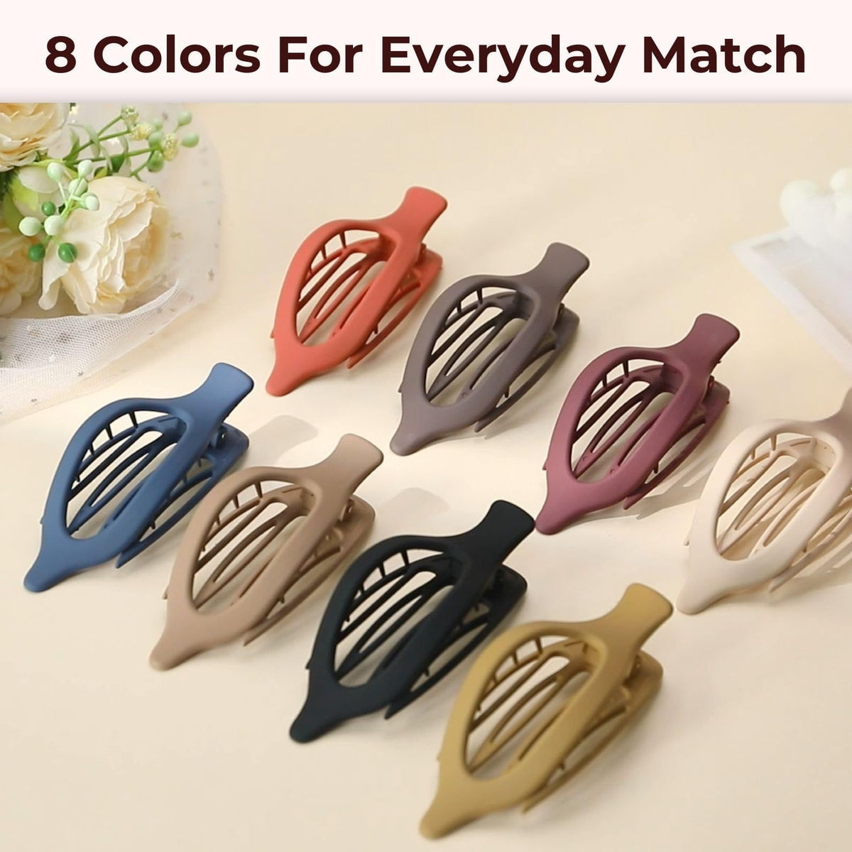 8PCSVersatile Matte Flat Hair Clips For Daily Life, Work, Yoga, Driving & Housework (black)