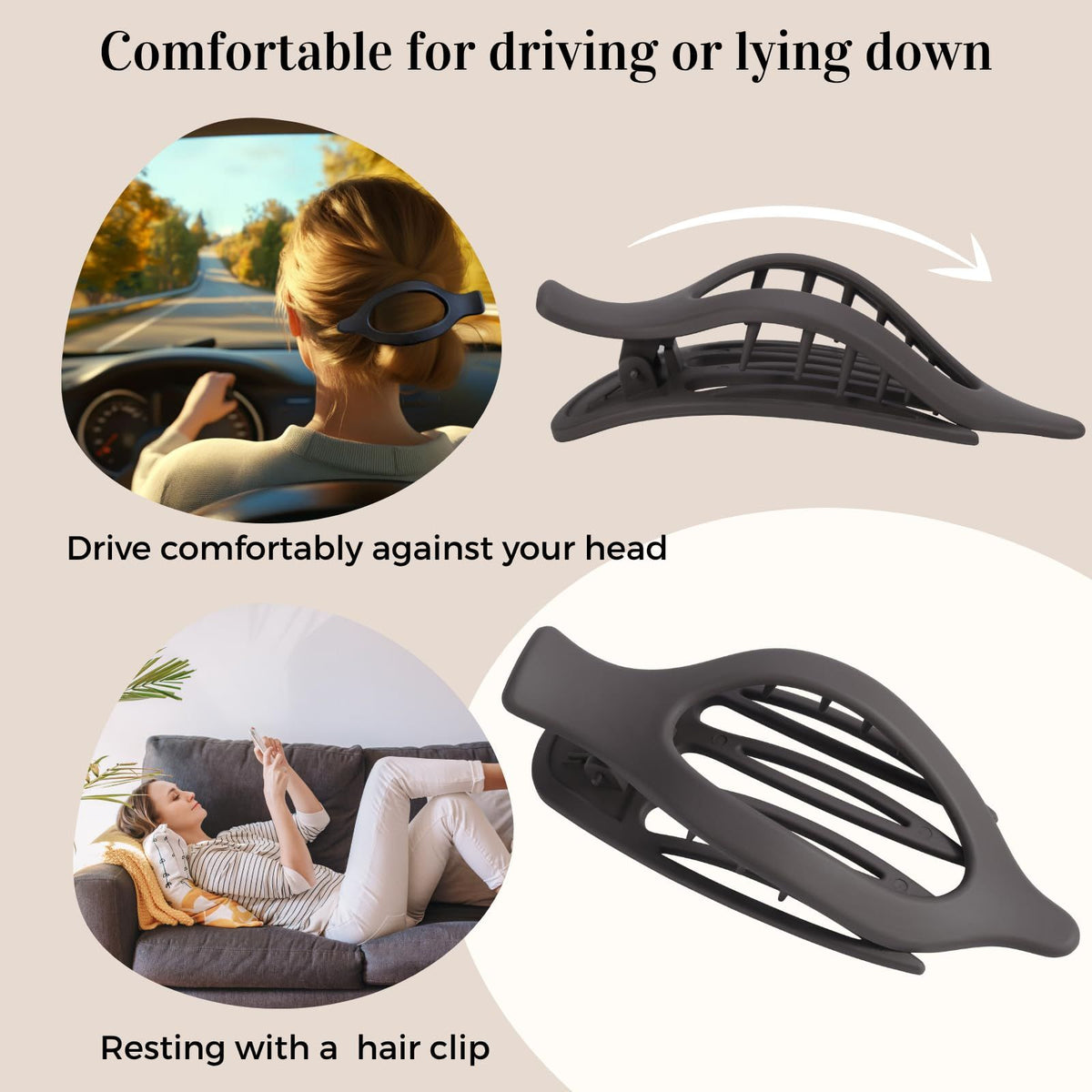 8-Pack Large Non-Slip Matte Hair Clips for Women, Ideal for Work, Daily Wear, Yoga, and Household Tasks (matte dark gray)