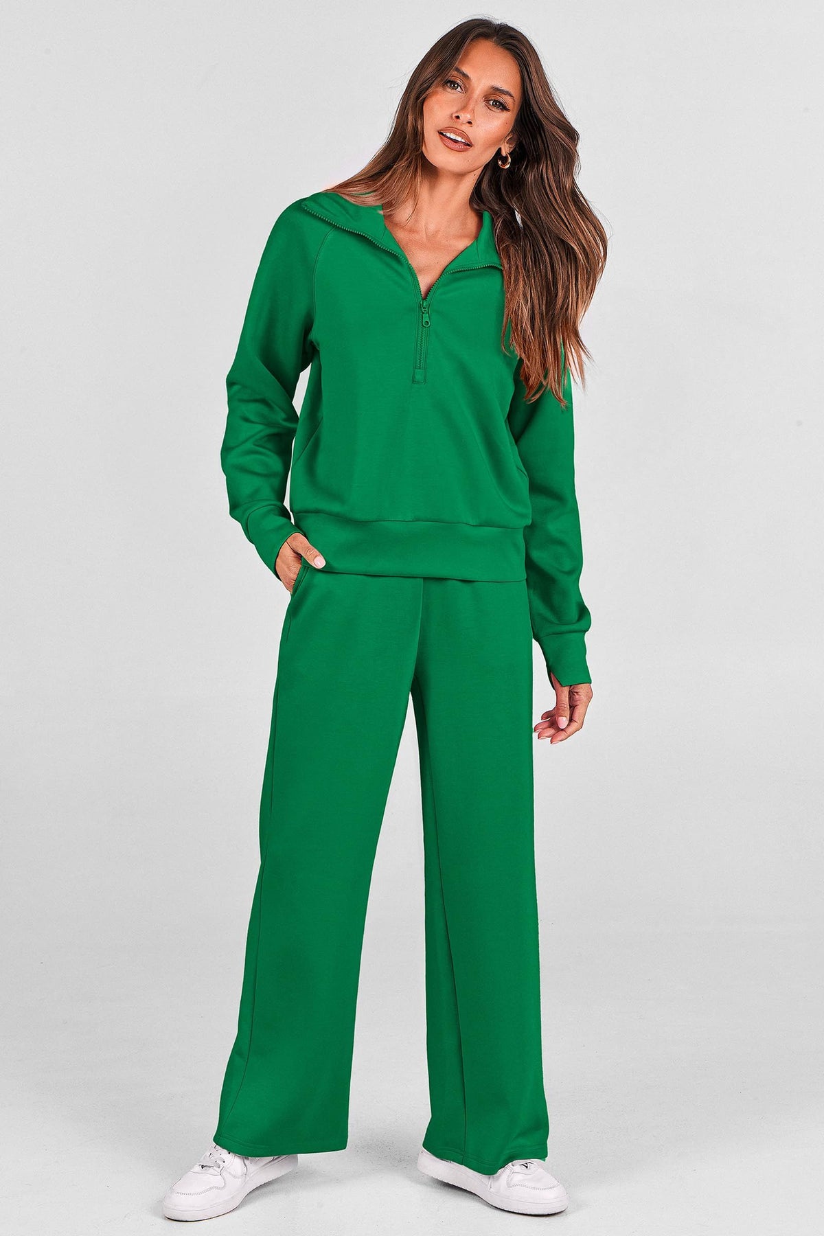 Women’s 2-Piece Casual Tracksuit – Perfect for Daily Errands, Lounging & Active Days, S (Green)