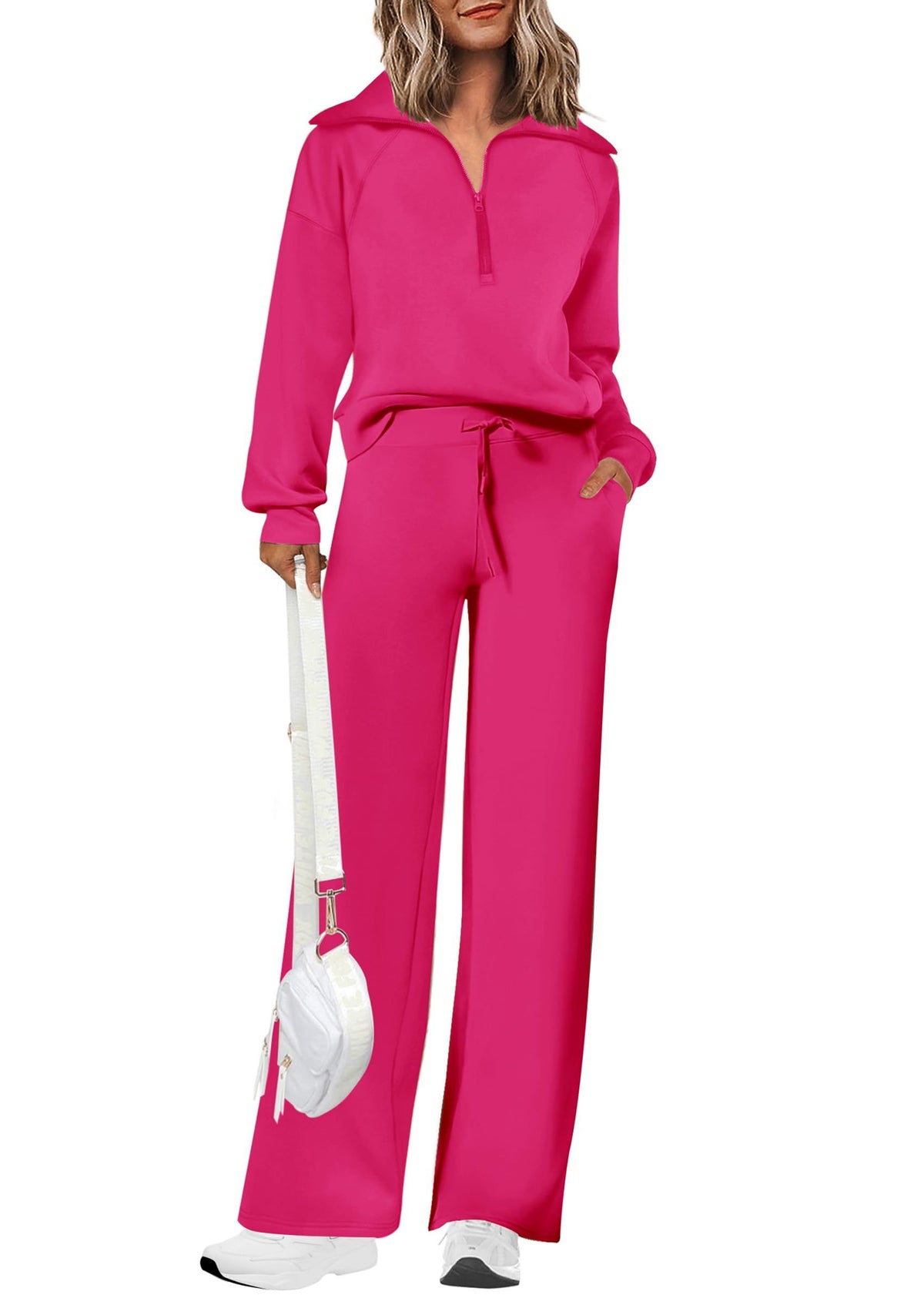 Women's 2-piece Loungewear Set for Daily, Casual, Home, Outdoor and Exercise Use, S (Rose Pink)