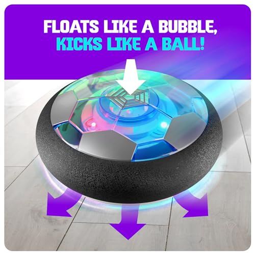 Indoor Hover Soccer Ball for Kids 5-12, Light-Up Fun for Birthday Gifts and Games (iridescent transparent)