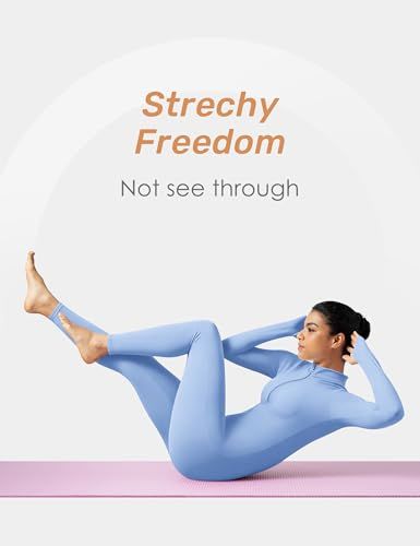 Long-Sleeve Zip-Up Bodysuit for Yoga, Workout, Casual Wear & Everyday Styling, XL (Azure)