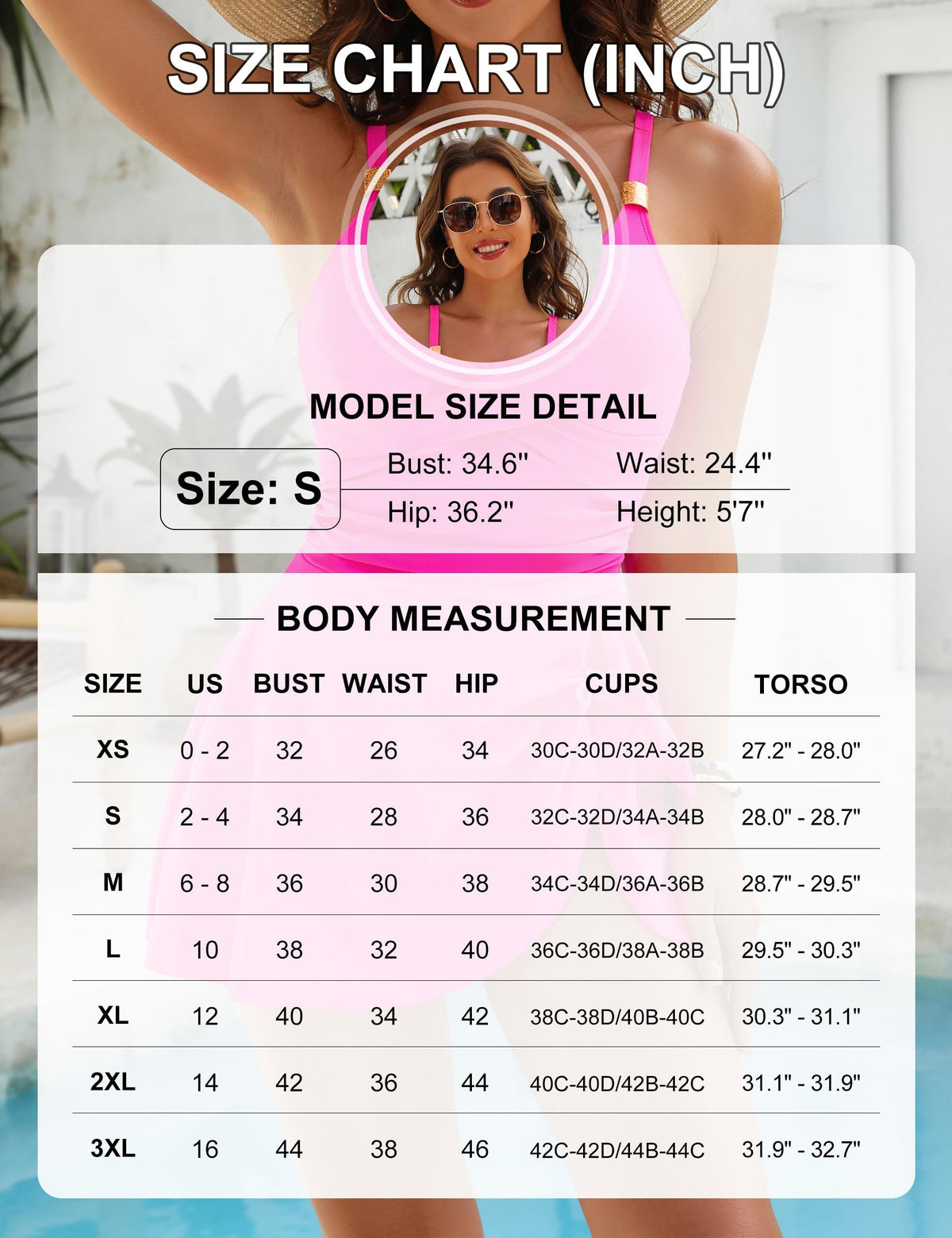 Women's Slimming Swimdress Perfect for Beach, Pool, Vacation and Cruise, M (Light Sky Blue)