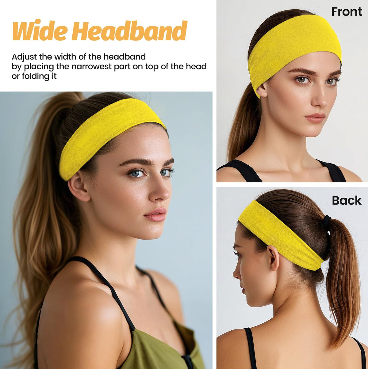 6pcsStretchy Non-Slip Headbands for Sports, Yoga, Daily Use and Face Washing (Heather Gray)