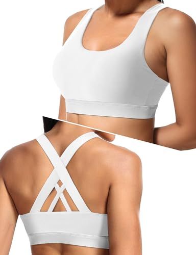 High-support Cross-back Sports Bra For Yoga, Running, Gym Workouts, L (white)