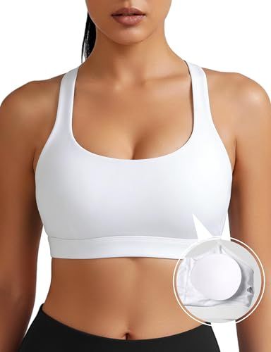 High-support Cross-back Sports Bra For Yoga, Running, Gym Workouts, L (white)