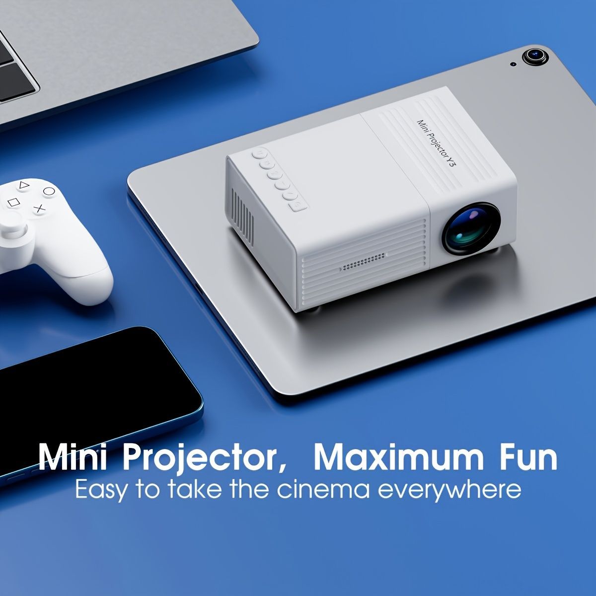 LED Projector Australia Home Cinema Projector Portable Mini Projector Built-In - Black - Size 01