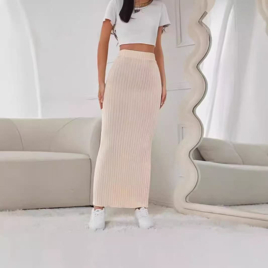 Ribbed Maxi Skirt Women'S Maxi Skirt Black Maxi Skirt Beige Maxi Skirt Trendy - Black - Size XXL