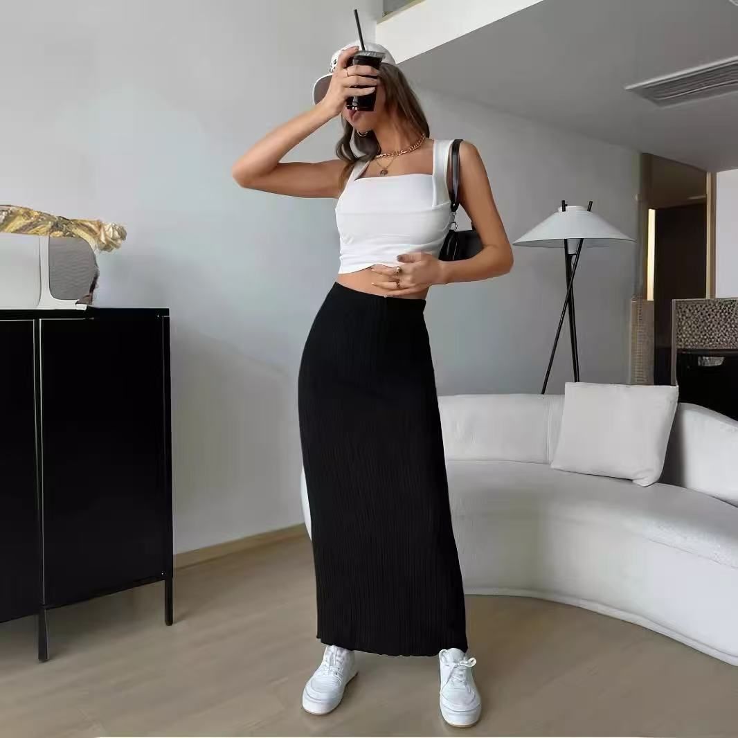 Ribbed Maxi Skirt Women'S Maxi Skirt Black Maxi Skirt Beige Maxi Skirt Trendy - Ivory - Size XXL
