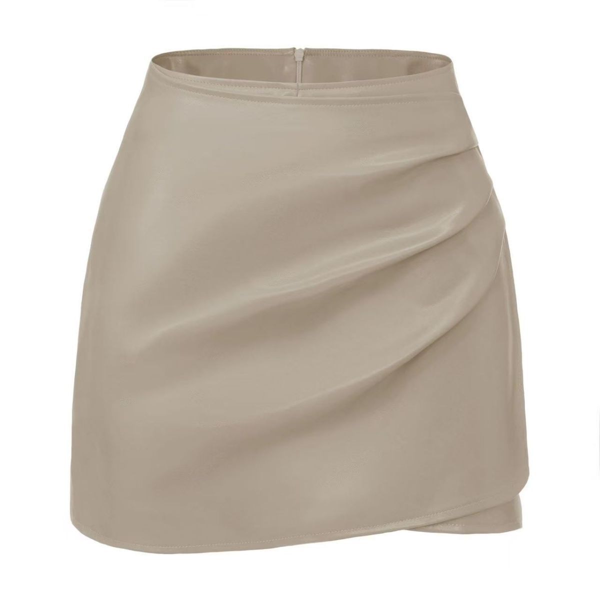 Burgundy Faux Leather Mini Skirt Faux Leather Skirt Women'S Wrap Skirt Trendy - White - Size XL