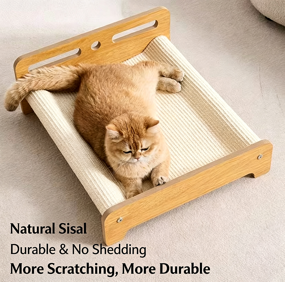Cat Bed with Rattan Mat