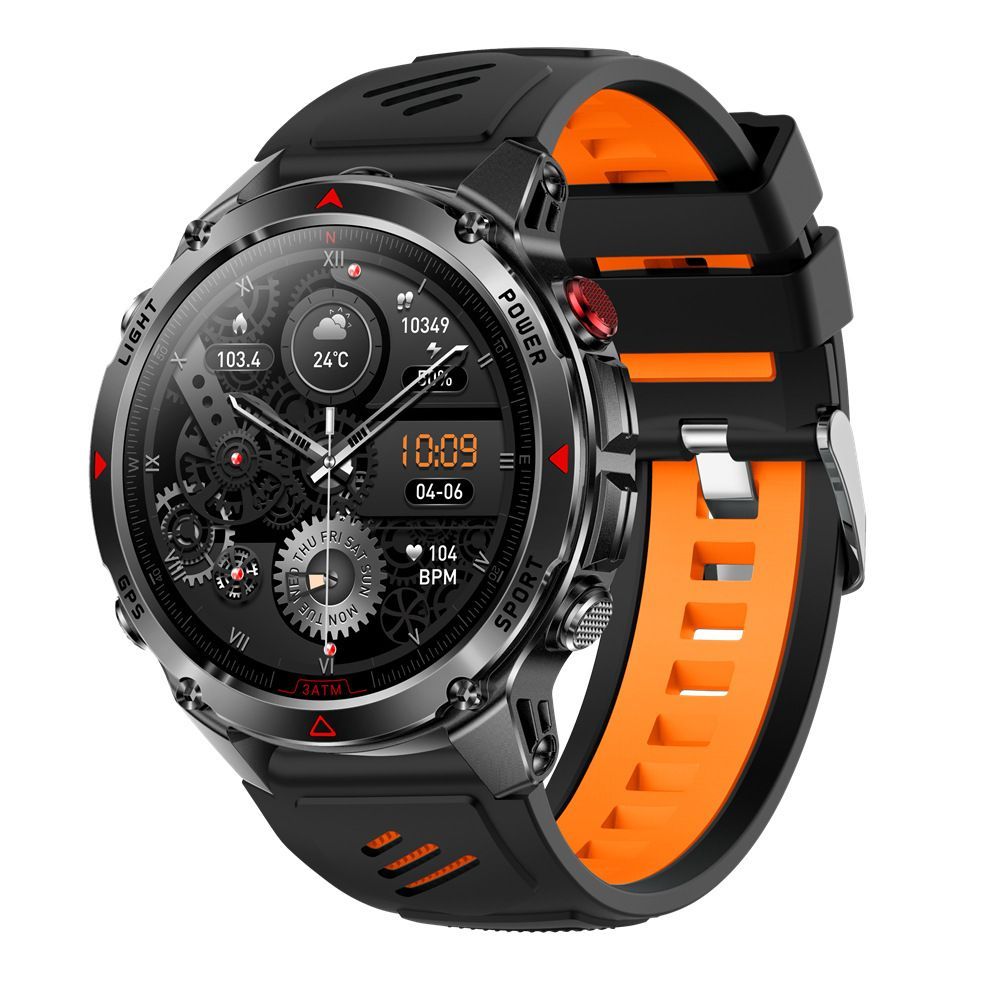 men's smart watch, HT37, GPS positioning, Bluetooth call, heart-rate monitoring, outdoor sports watch, Australian men's fashion, fitness watch - Camouflage - Size L