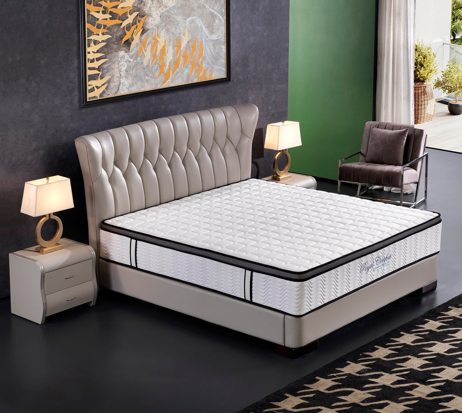 Ergopedic Mattress 5 Zone Latex Pocket Spring Mattress In A Box 30cm - Queen - White Grey Black